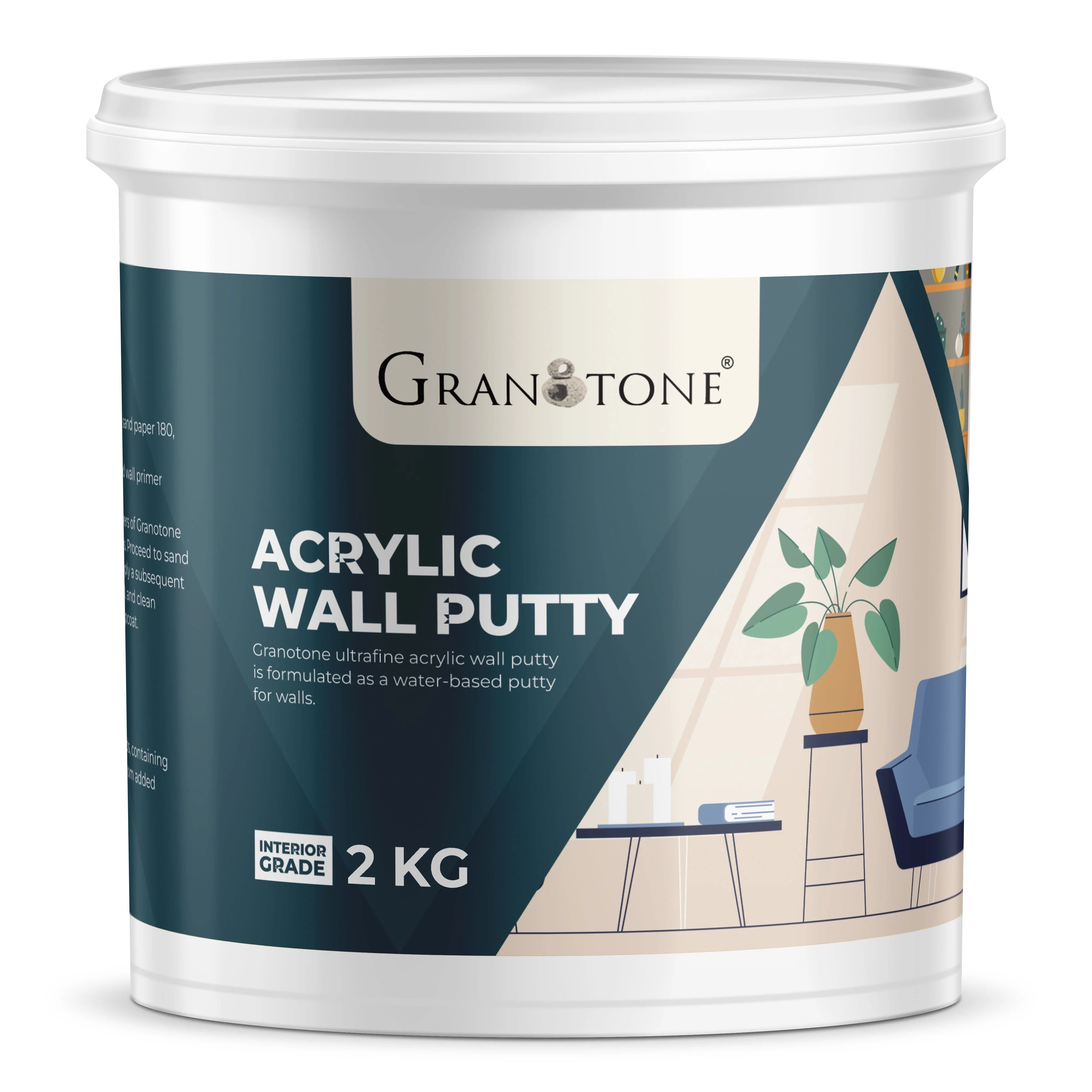GRANOTONE Acrylic Wall Putty - Smooth Finish & Easy to Apply, Durable Filler for Interior Walls, Crack Resistant, White - Image 3