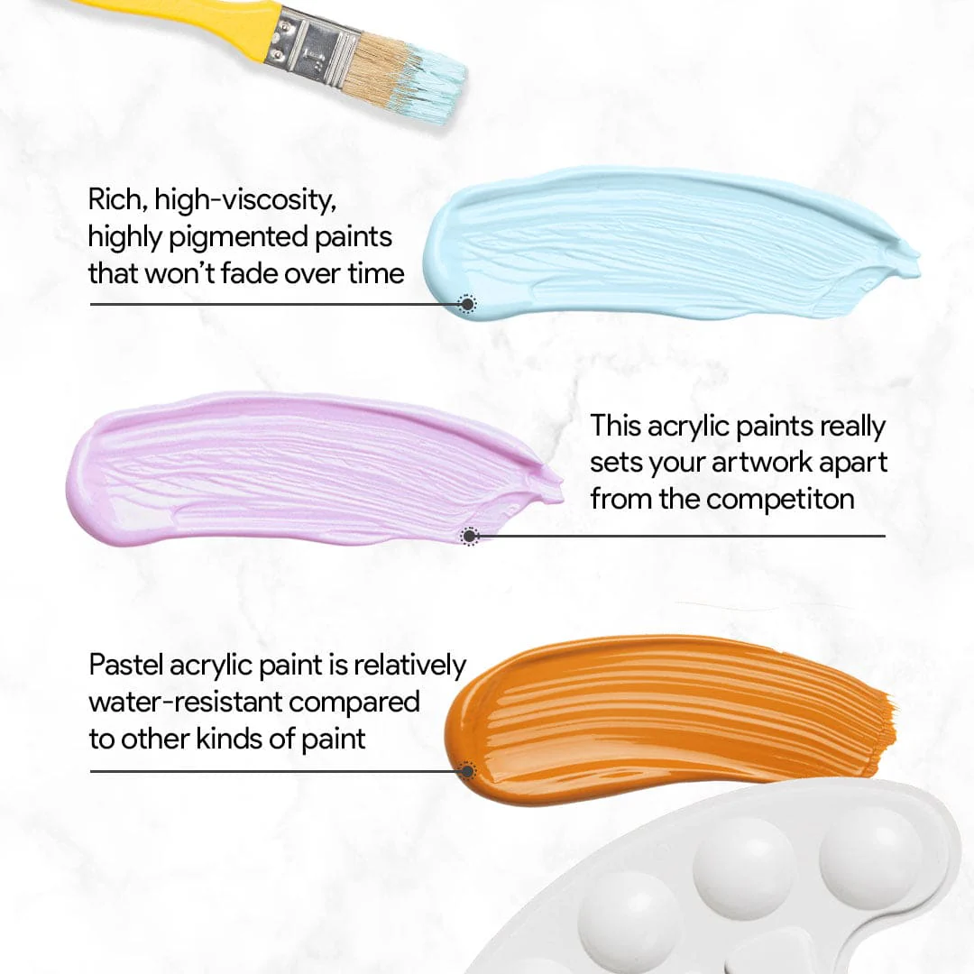 GRANOTONE Pastel Acrylic Paint Set - 6 Beautiful Colors, 50 ml Each - Perfect for Artists and Crafters - Image 6
