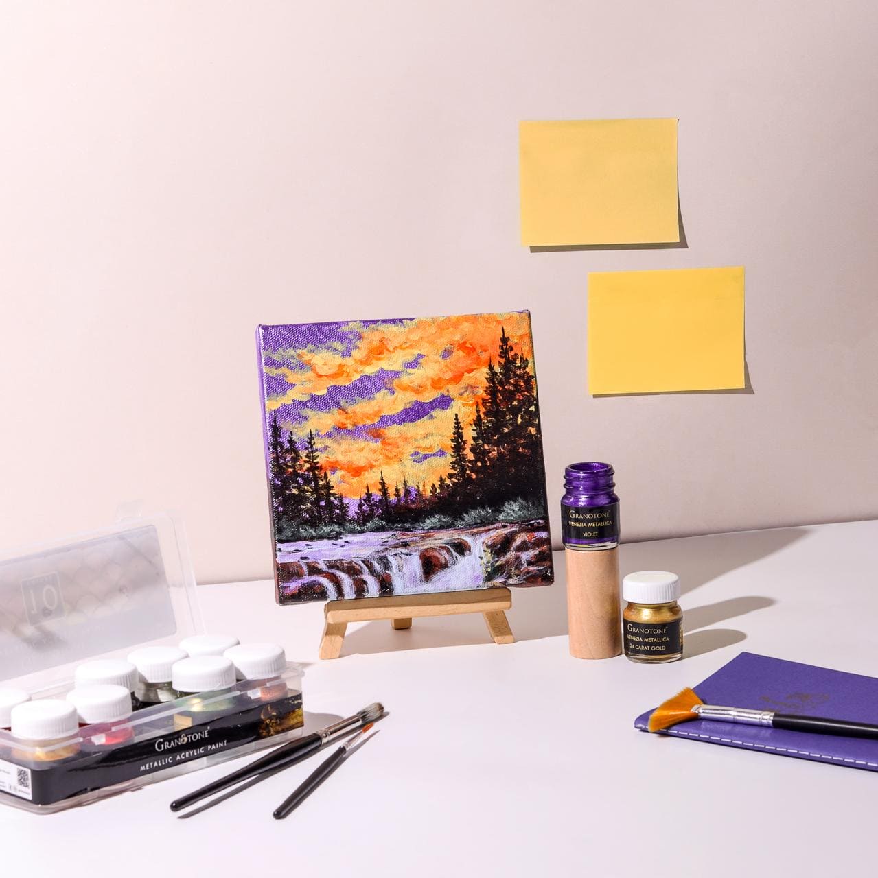 GRANOTONE Venezia Metallica Colors Kit - 10 Vibrant Water-Based, Non-Toxic Shades with Shimmering Effect, 15ml Each - Perfect for Artists & Crafters - Image 2