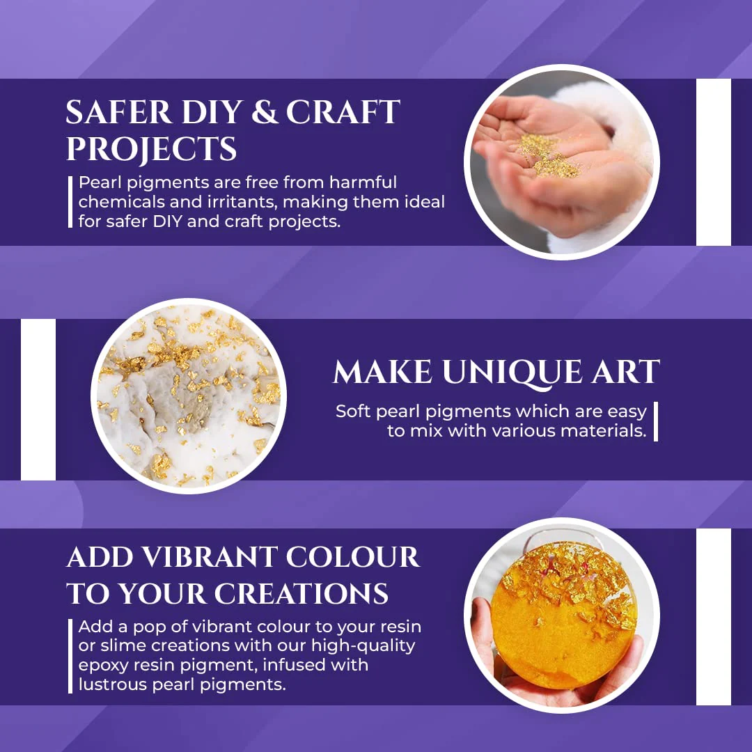 Vibrant Pearl/ Mica Pigment - Set of 6 (Vibrant Colors, 20gm Each) - Image 4